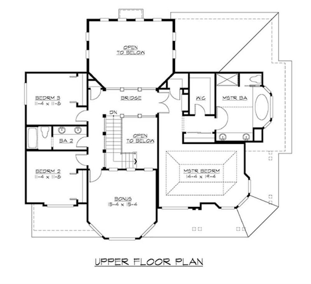 Floor Plan Second Story of Craftsman Plan #115-1000